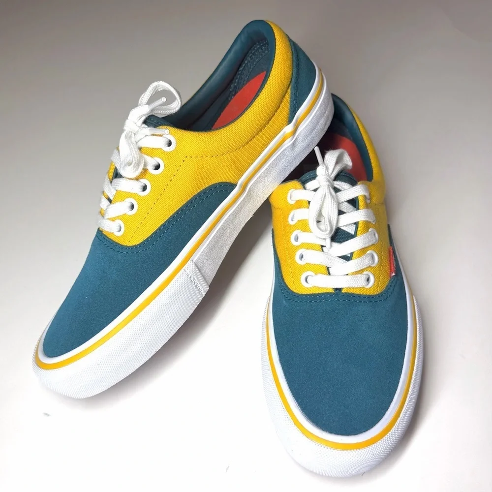 Vans Men's Era Pro Prime Atlantic Green Yellow Canvas Suede shoes Size- 7.5